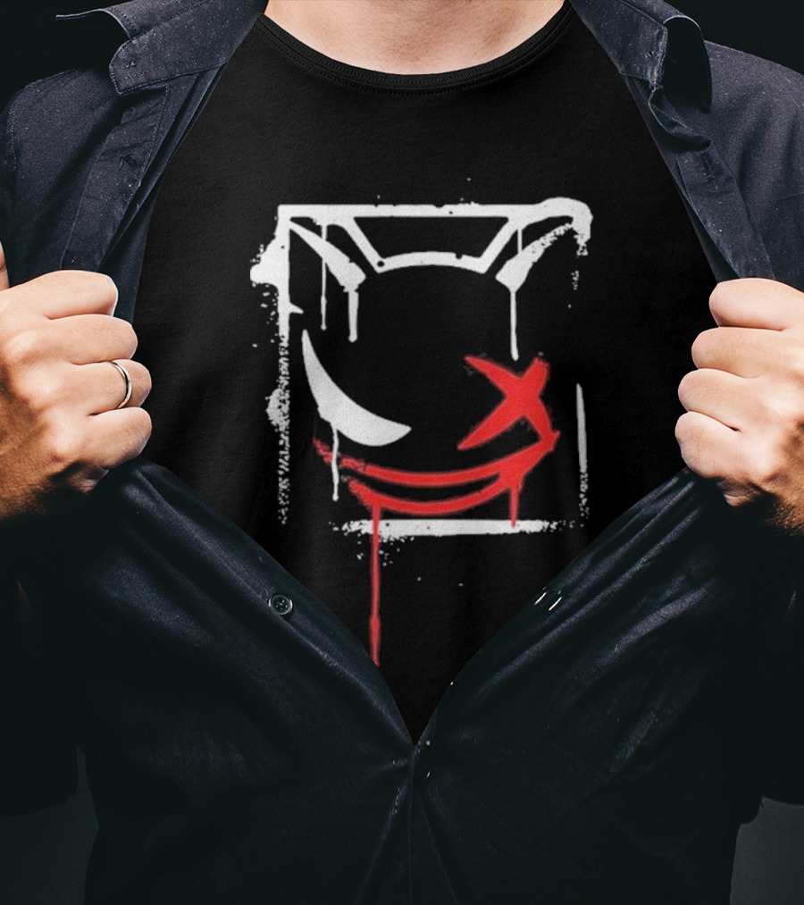 Kreekcraft Graffiti Smiling Face With Dripping Red X T-Shirt