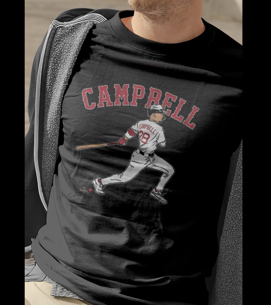 CAMPBELL 28 Baseball Player Swing Illustration T-Shirt