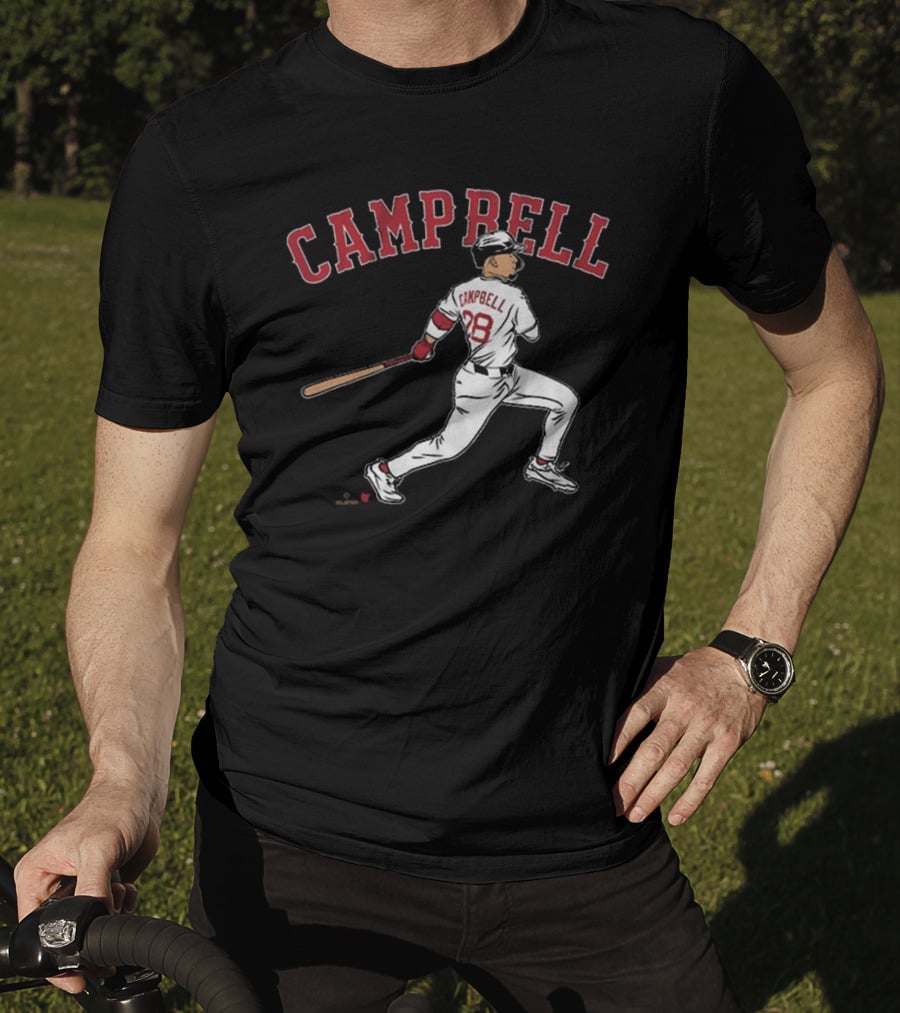 CAMPBELL 28 Baseball Player Swing Illustration T-Shirt