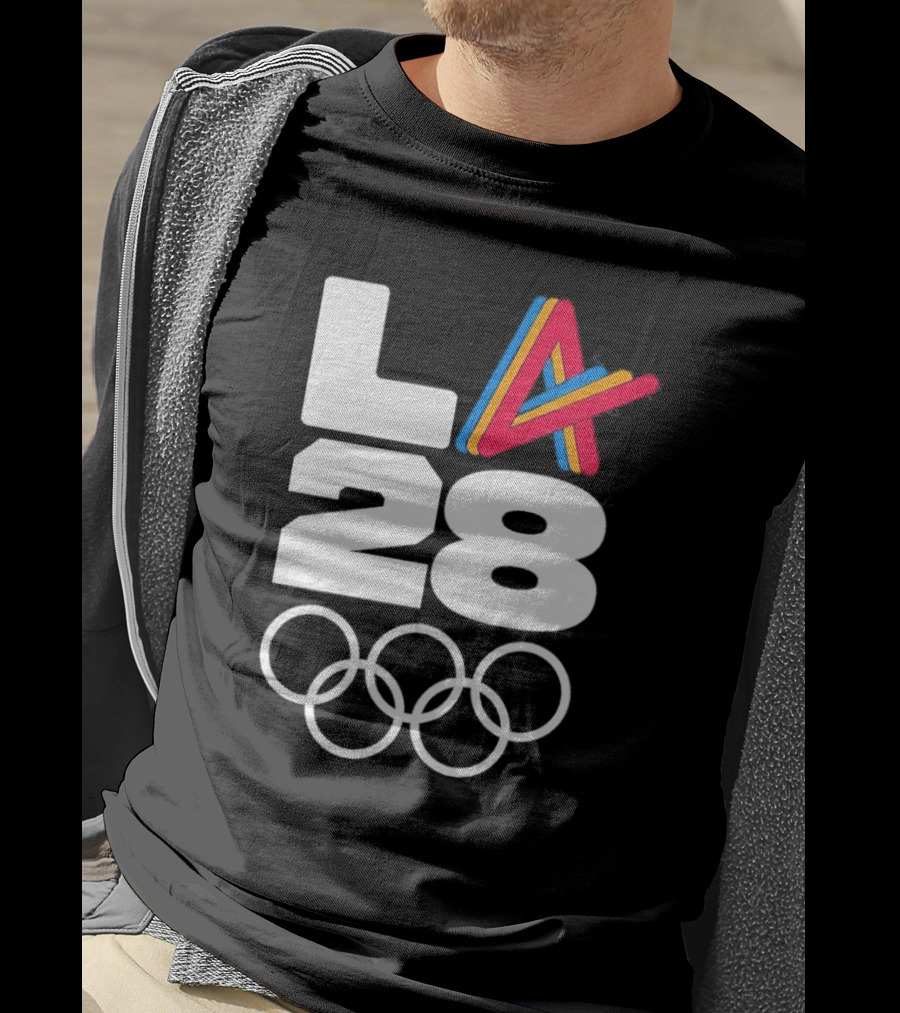 LA 2028 Olympics Multicolor Logo With Rings T-Shirt