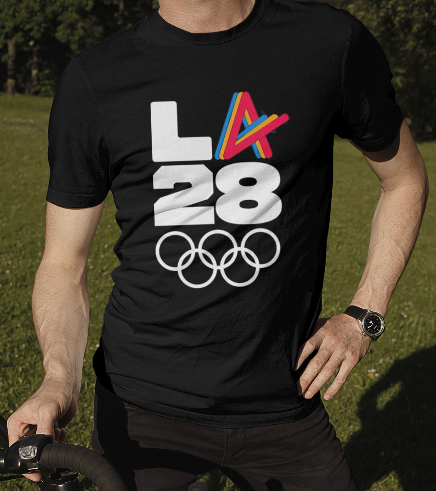 LA 2028 Olympics Multicolor Logo With Rings T-Shirt