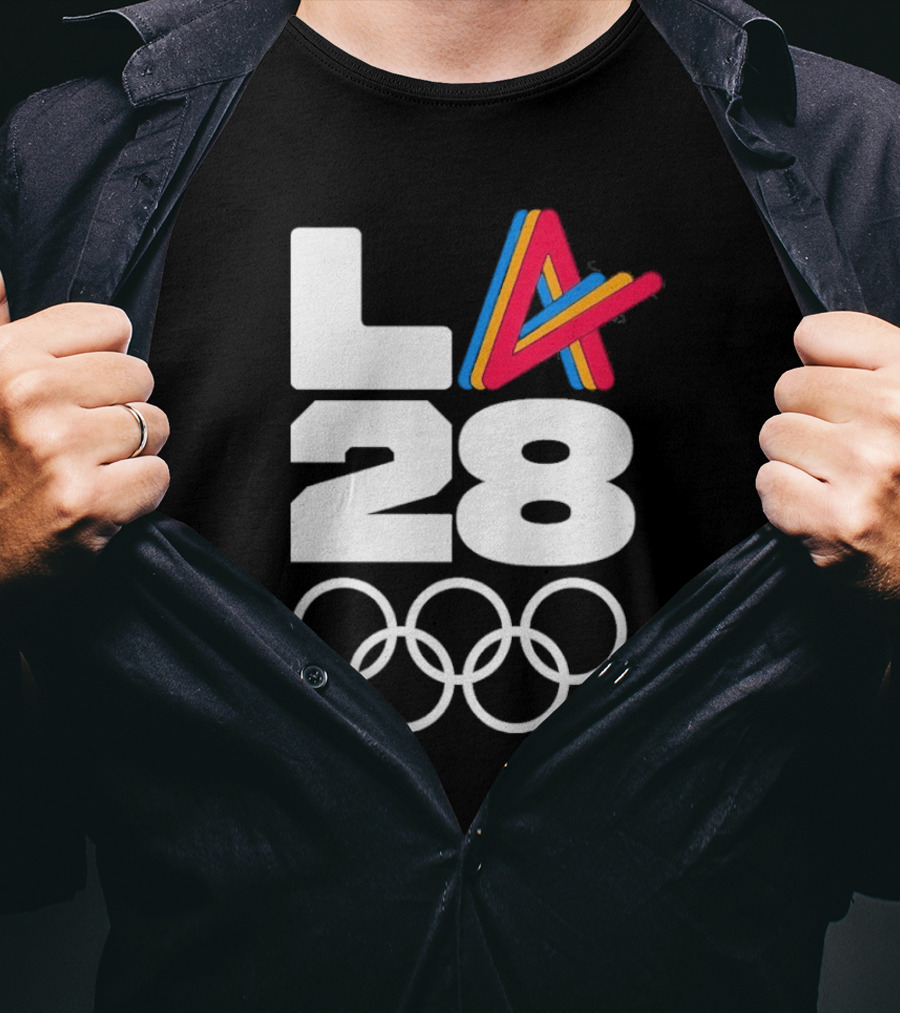 LA 2028 Olympics Multicolor Logo With Rings T-Shirt