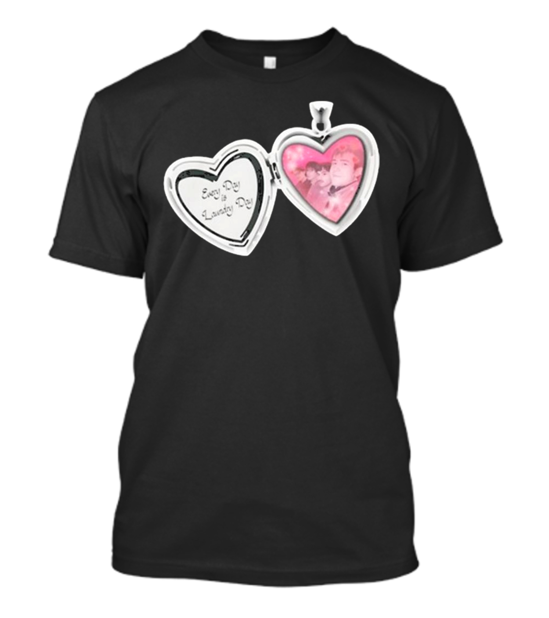 Every Day Laundry Day Heart Locket Pink Photo Charm T-Shirt