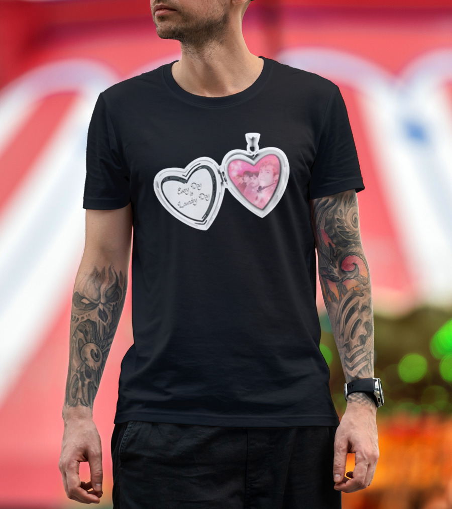 Every Day Laundry Day Heart Locket Pink Photo Charm T-Shirt
