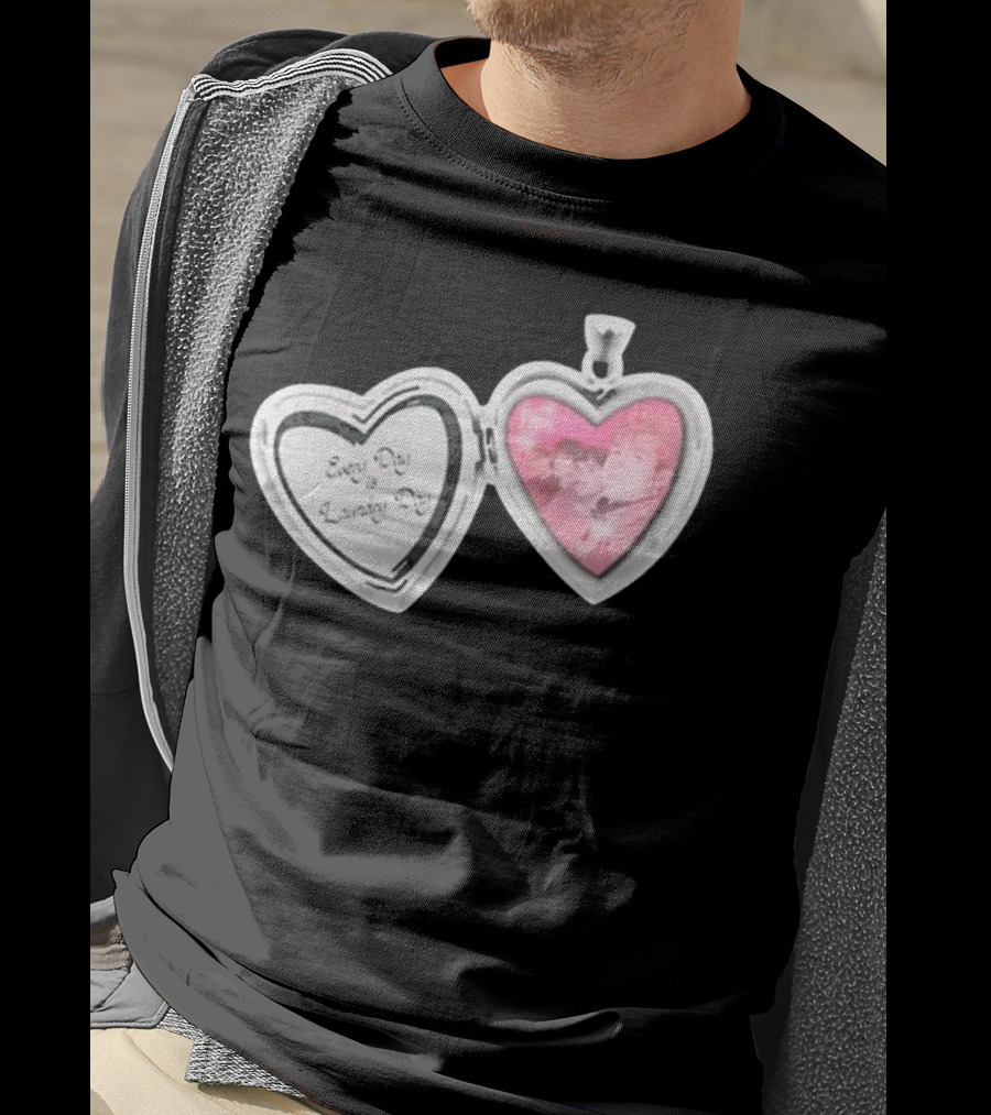 Every Day Laundry Day Heart Locket Pink Photo Charm T-Shirt