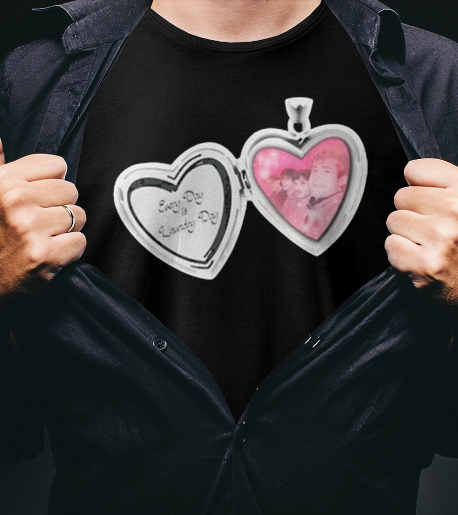 Every Day Laundry Day Heart Locket Pink Photo Charm T-Shirt