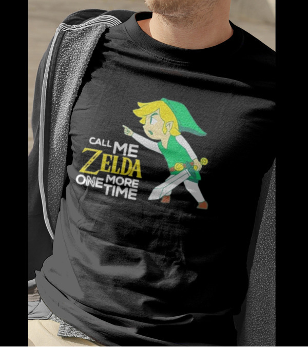 Call Me Zelda One More Time With Green-Capped Blonde Sword Character T-Shirt