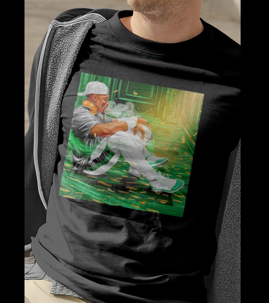 Legendary Jalen Hurts Smoking Cigar MVP Champs Celebration Green Aura T-Shirt