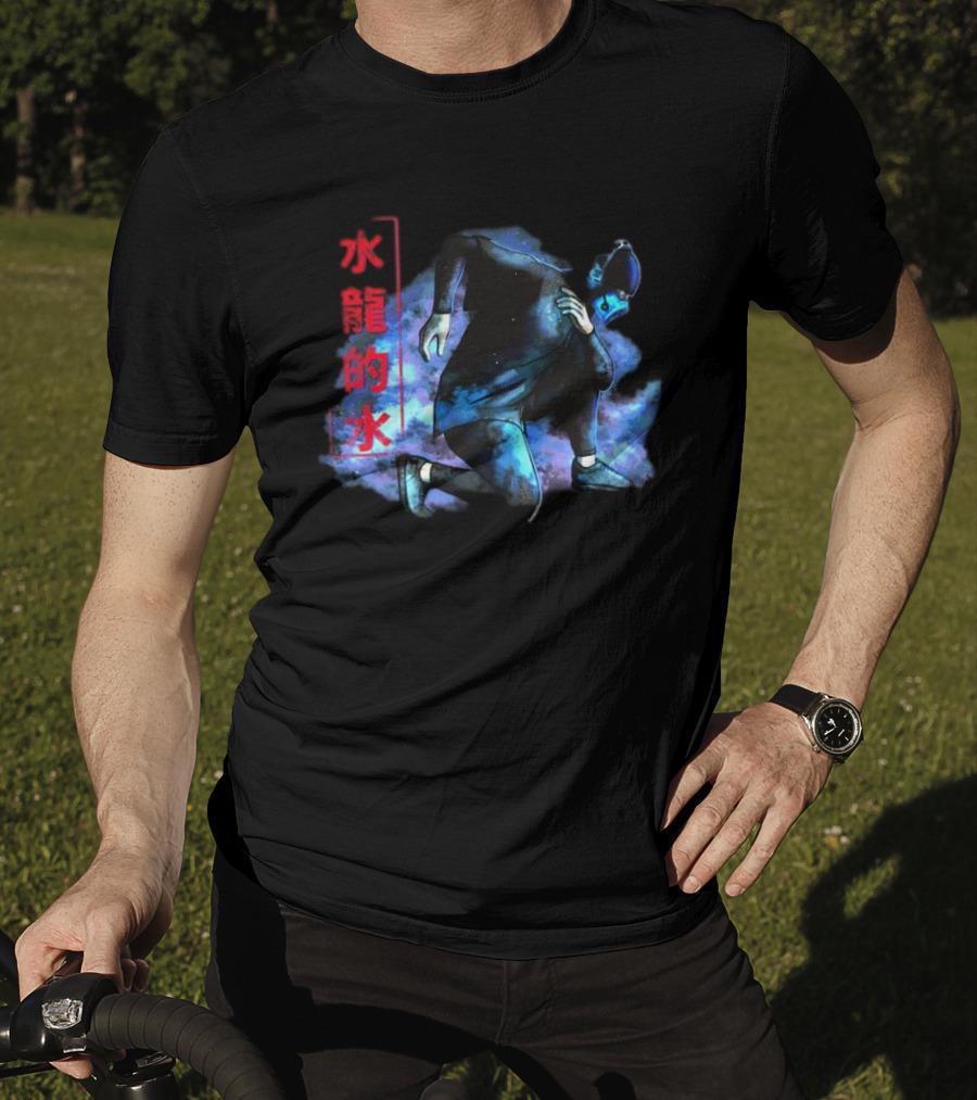 Lin Kuei Armory Icy Water Dragons Masked Figure In Blue Aura T-Shirt