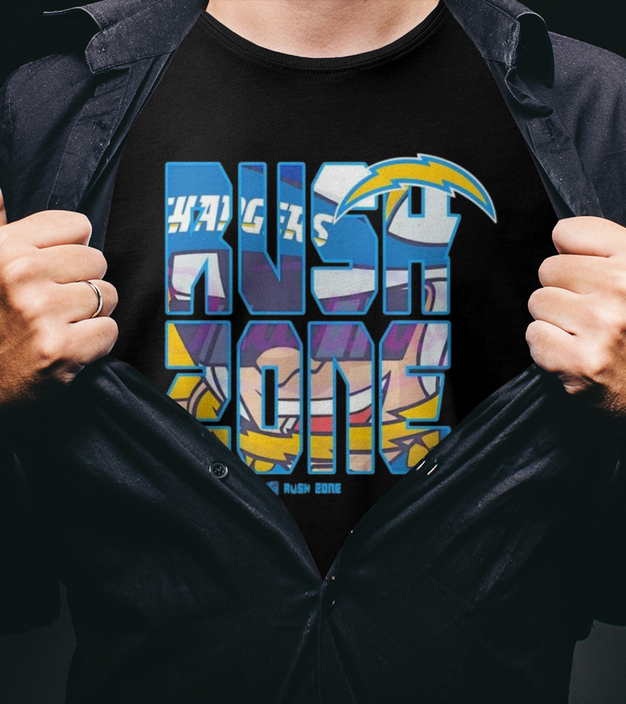Los Angeles Chargers Rush Zone Cartoon Football T-Shirt