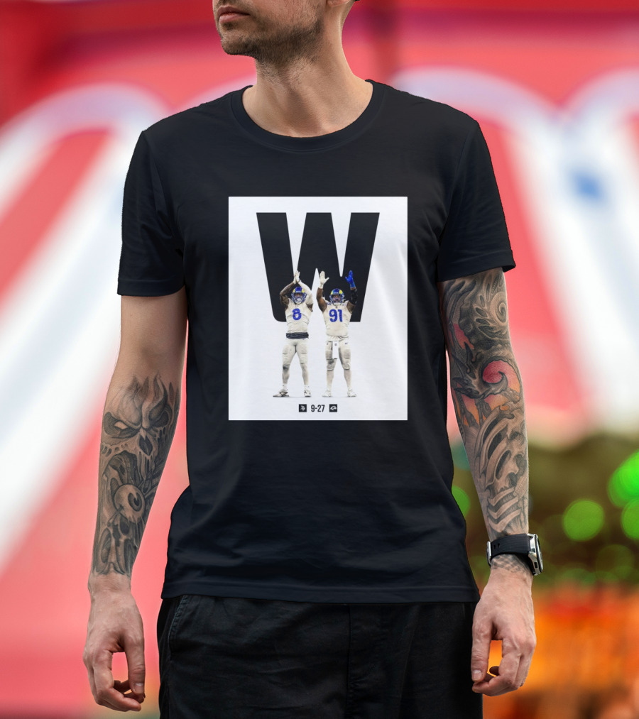 Los Angeles Rams Victory Over Minnesota Vikings 27-9 Featuring Iconic Players on Field T-Shirt