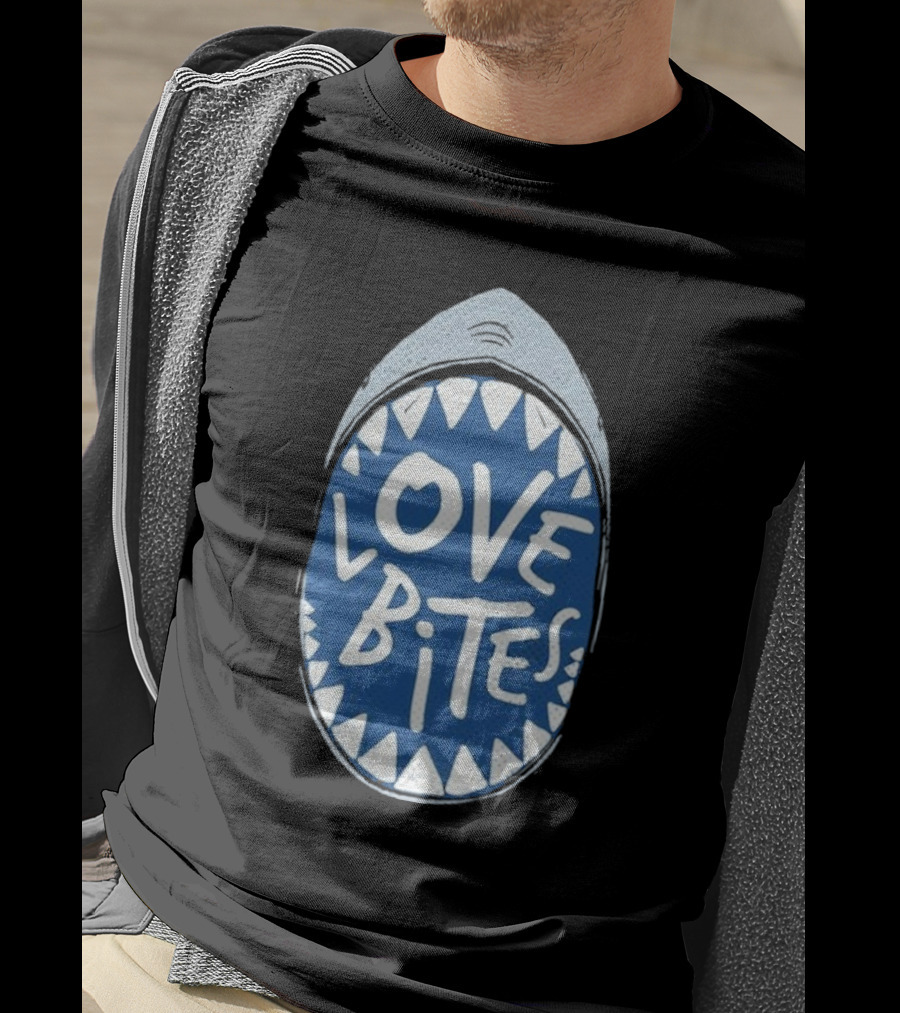Love Bites Shark Mouth Teeth Graphic T-Shirt