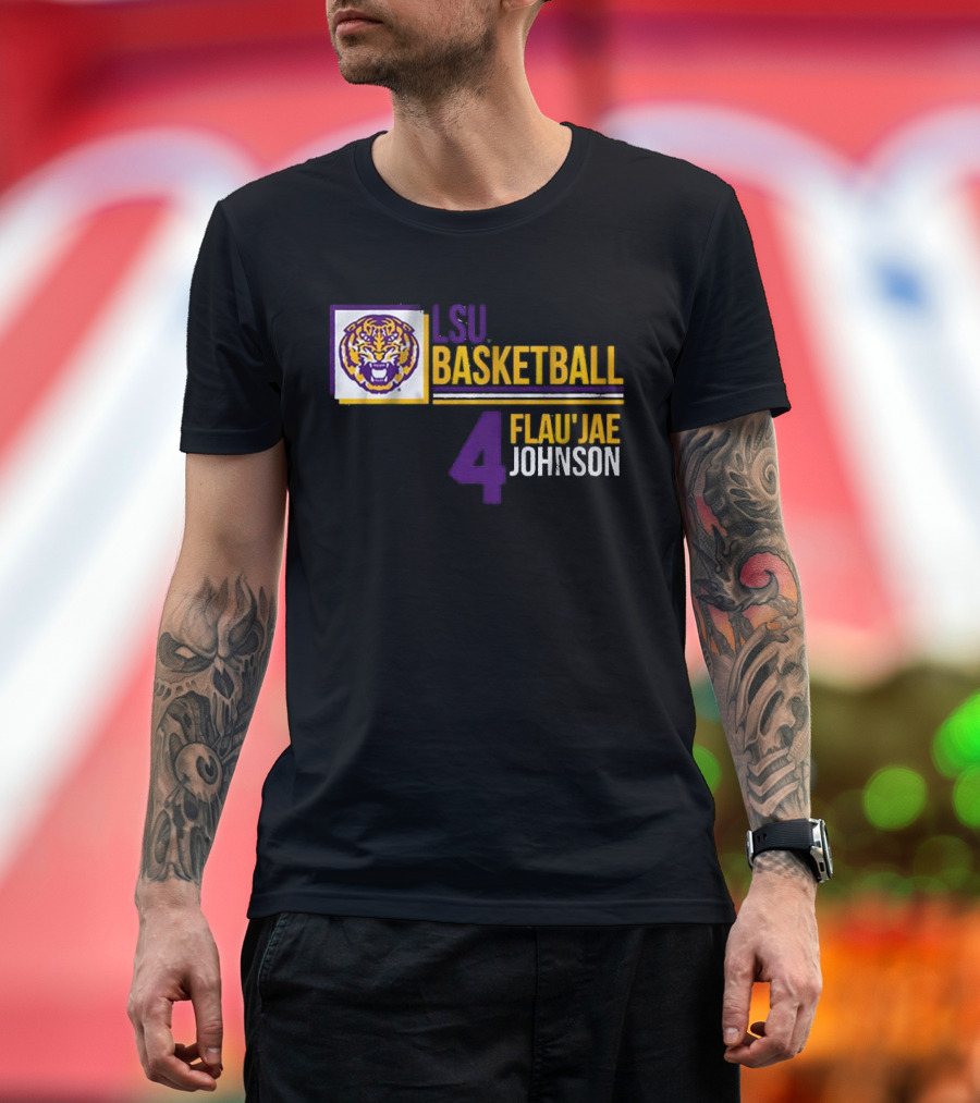 LSU Basketball Flau’Jae Johnson 4 Tiger Logo T-Shirt