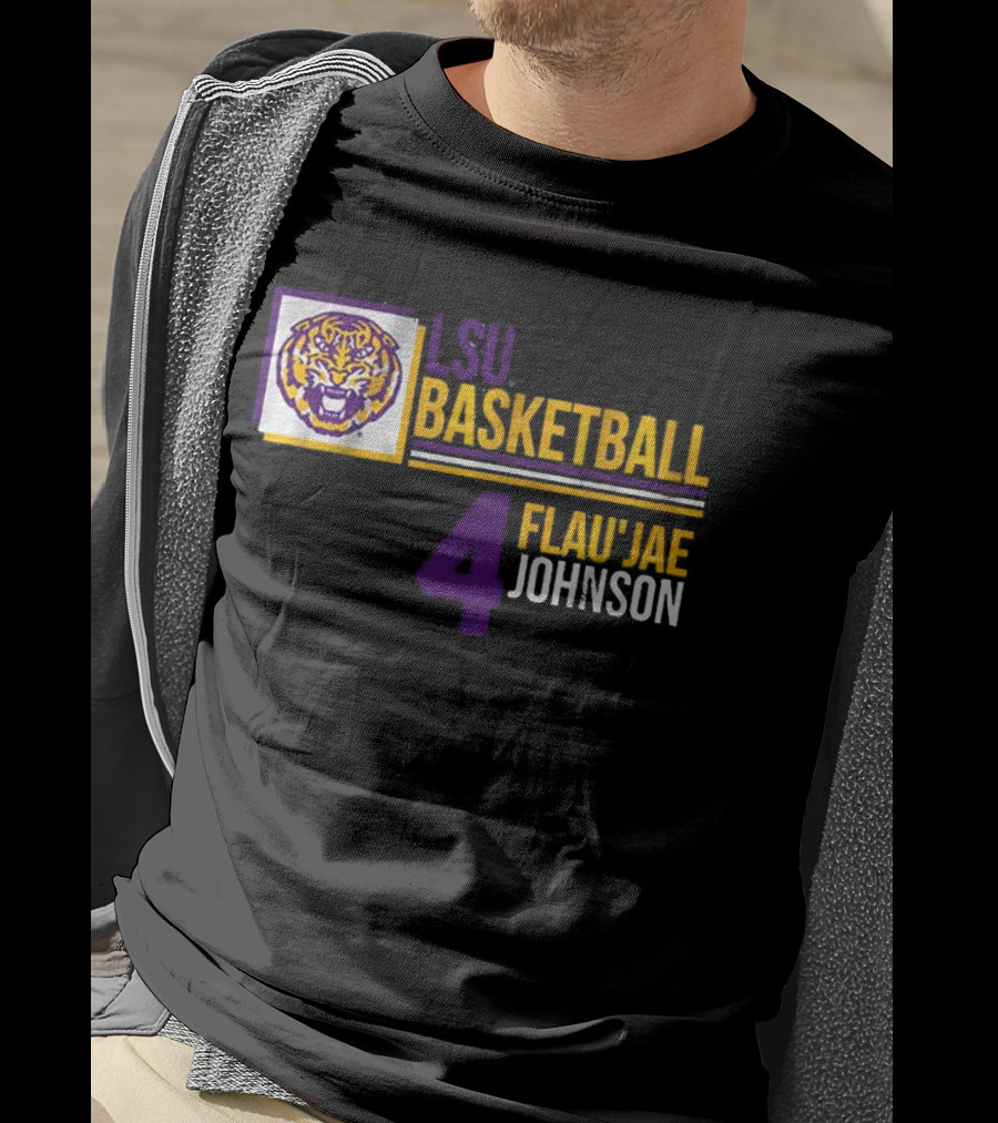 LSU Basketball Flau’Jae Johnson 4 Tiger Logo T-Shirt