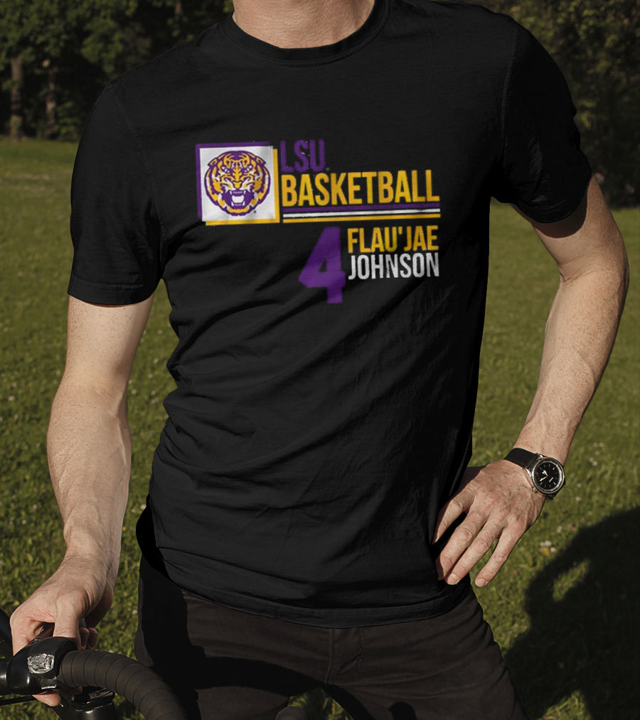 LSU Basketball Flau’Jae Johnson 4 Tiger Logo T-Shirt