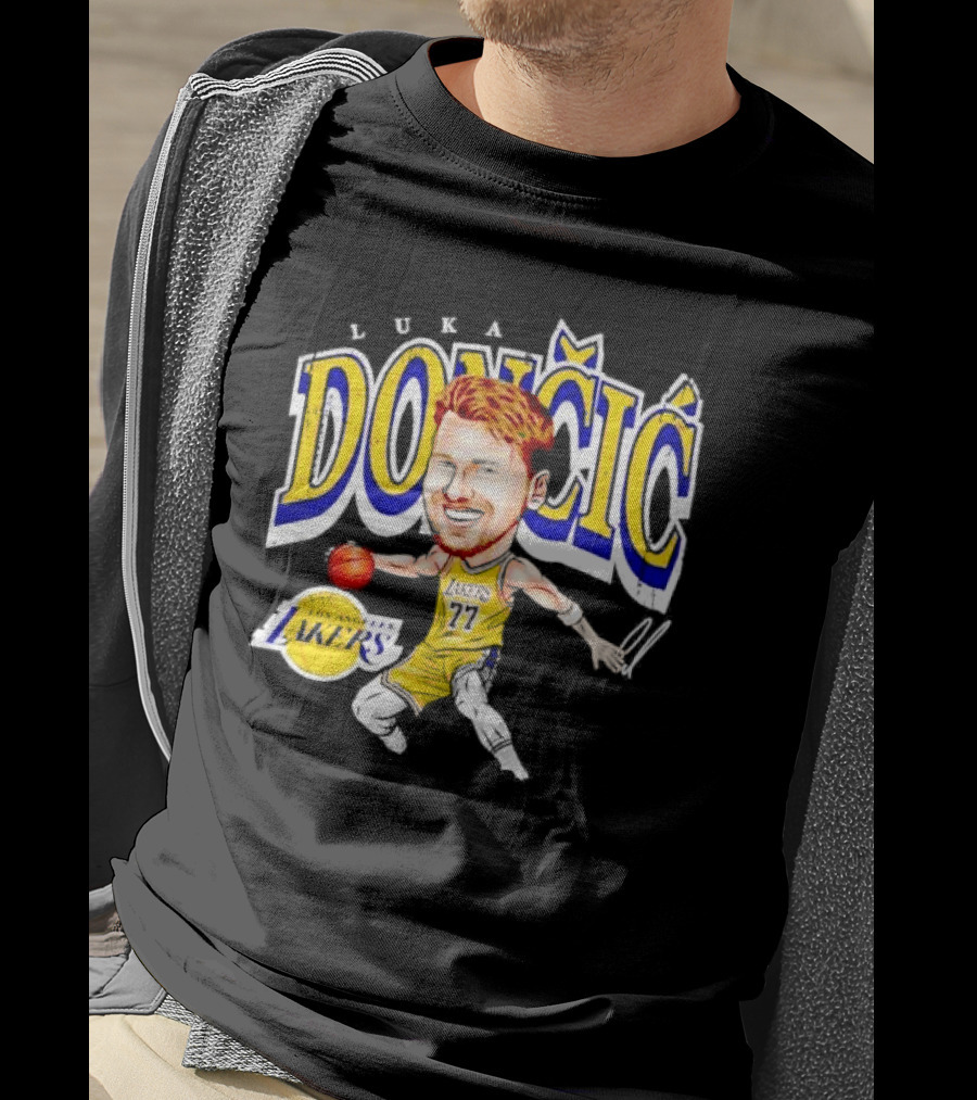 Luka Doncic Los Angeles Lakers Cartoon Lakers Logo T-Shirt