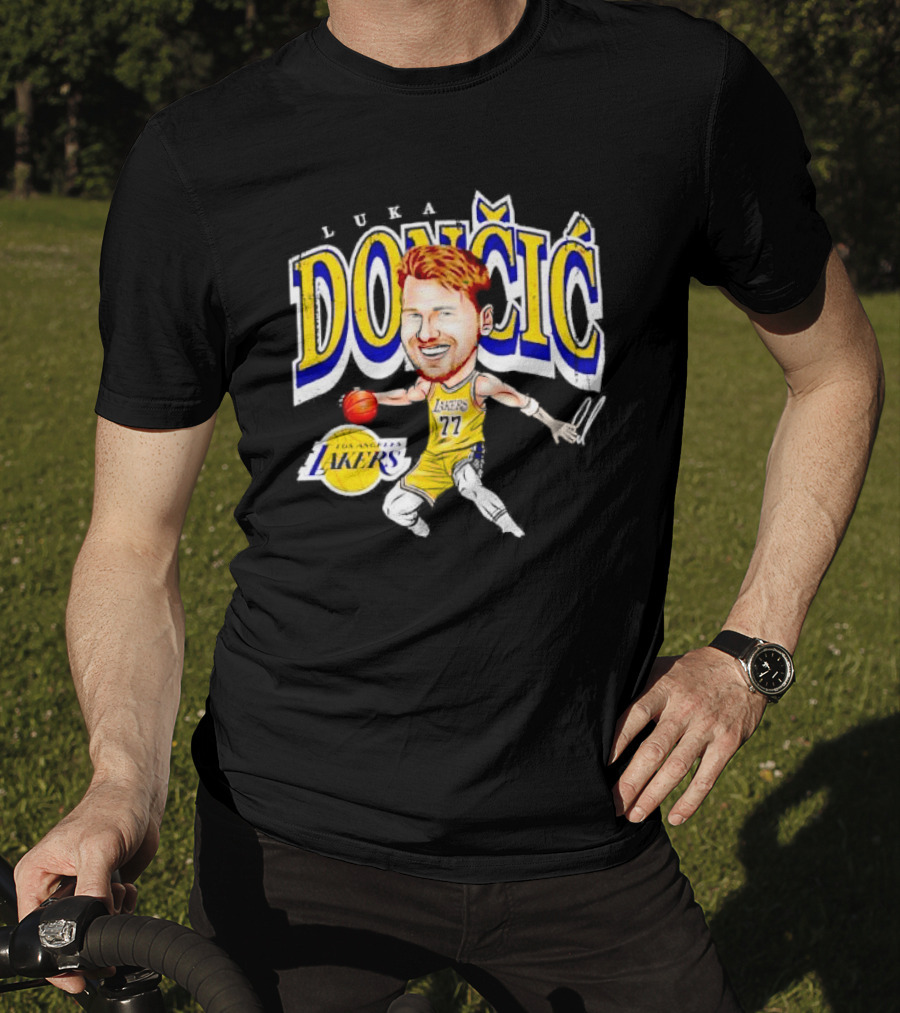 Luka Doncic Los Angeles Lakers Cartoon Lakers Logo T-Shirt