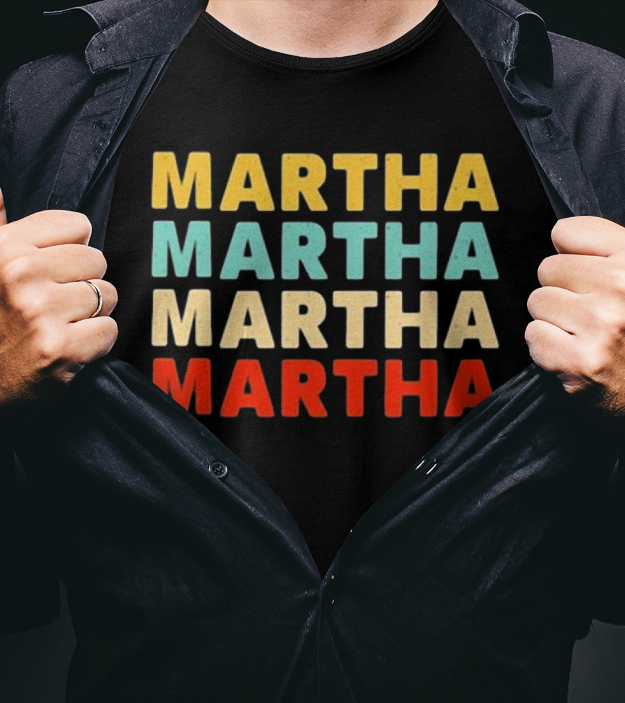 Martha Martha Martha Martha Text Graphic Colorful Block Letters T-Shirt