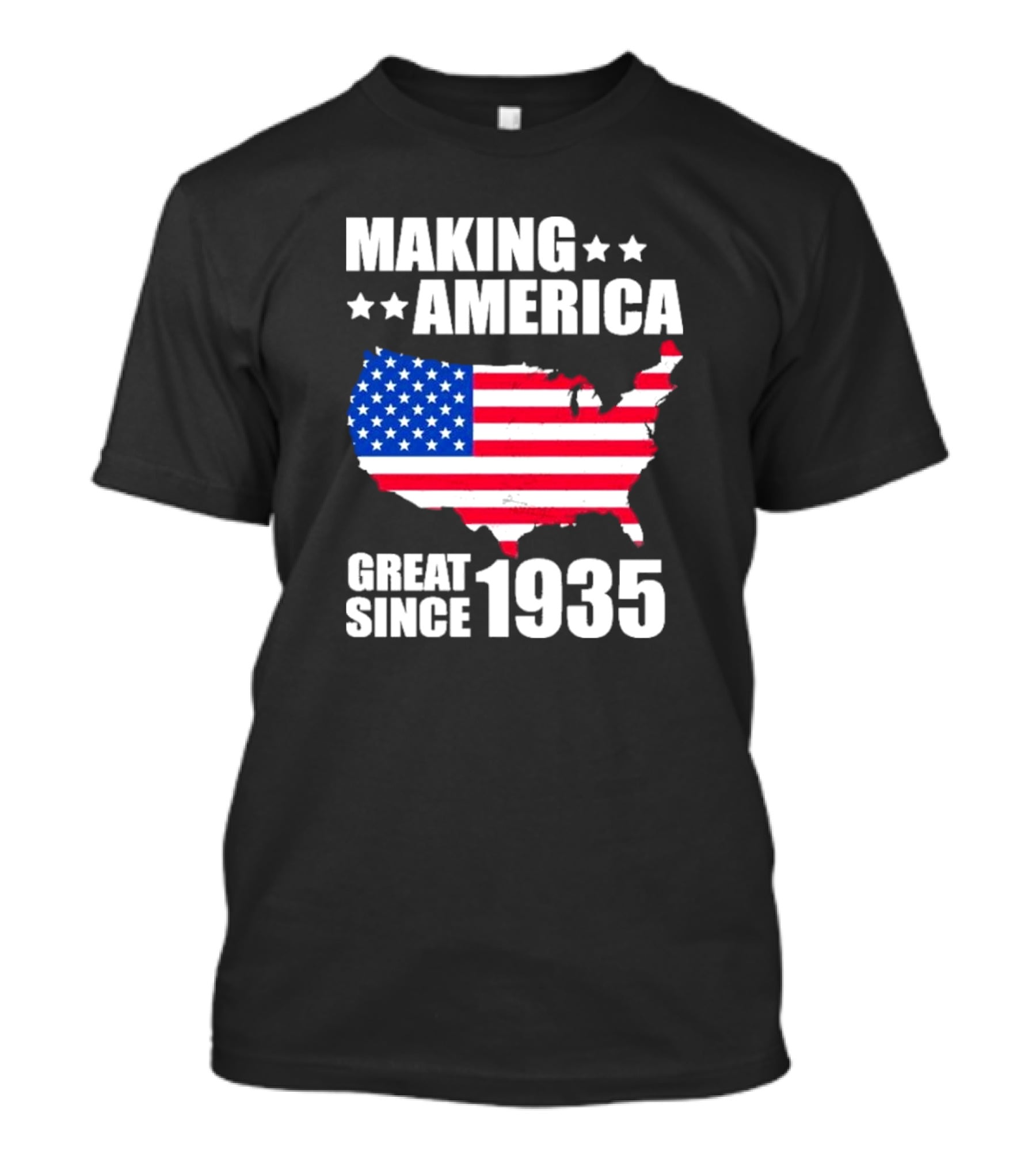 Making America Great Since 1935 USA Flag Map Stars T-Shirt