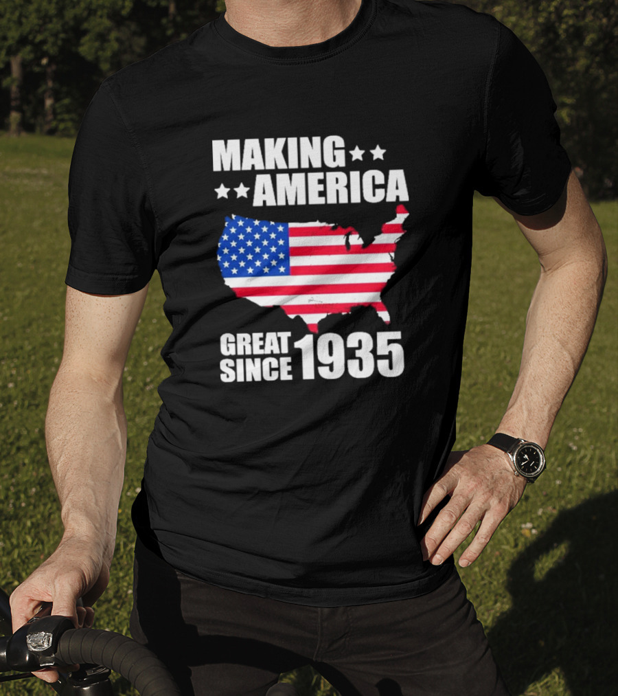Making America Great Since 1935 USA Flag Map Stars T-Shirt