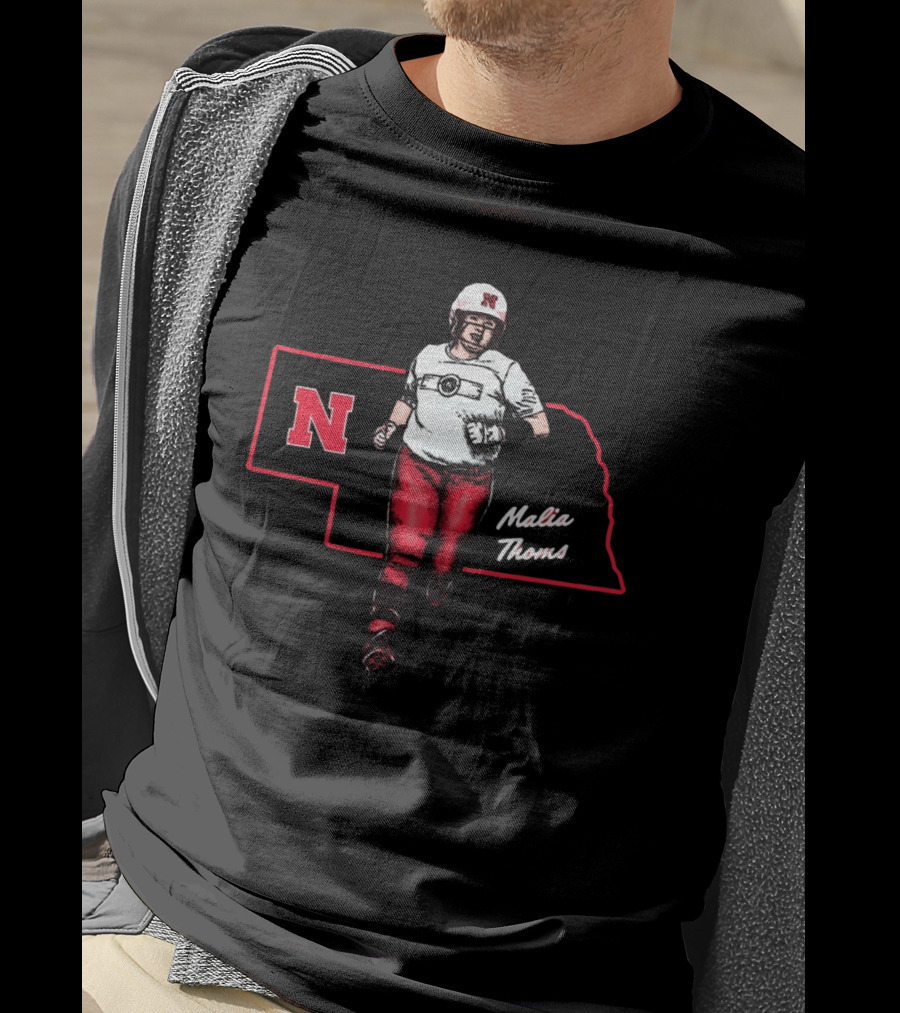 Malia Thoms Nebraska Cornhuskers Softball NCAA 2025 Hometown Hero T-Shirt