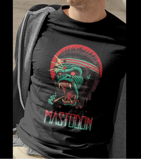 Mastodon Let's Get Physical Gorilla Neon Retro Style T-Shirt