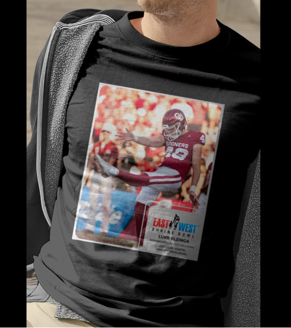 Luke Elzinga Oklahoma Sooners Redshirt Fifth Year P East West Shrine Bowl Lockheed Martin Armed Forces Bowl T-Shirt