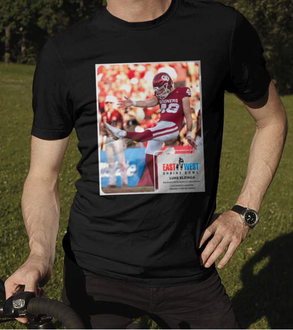 Luke Elzinga Oklahoma Sooners Redshirt Fifth Year P East West Shrine Bowl Lockheed Martin Armed Forces Bowl T-Shirt