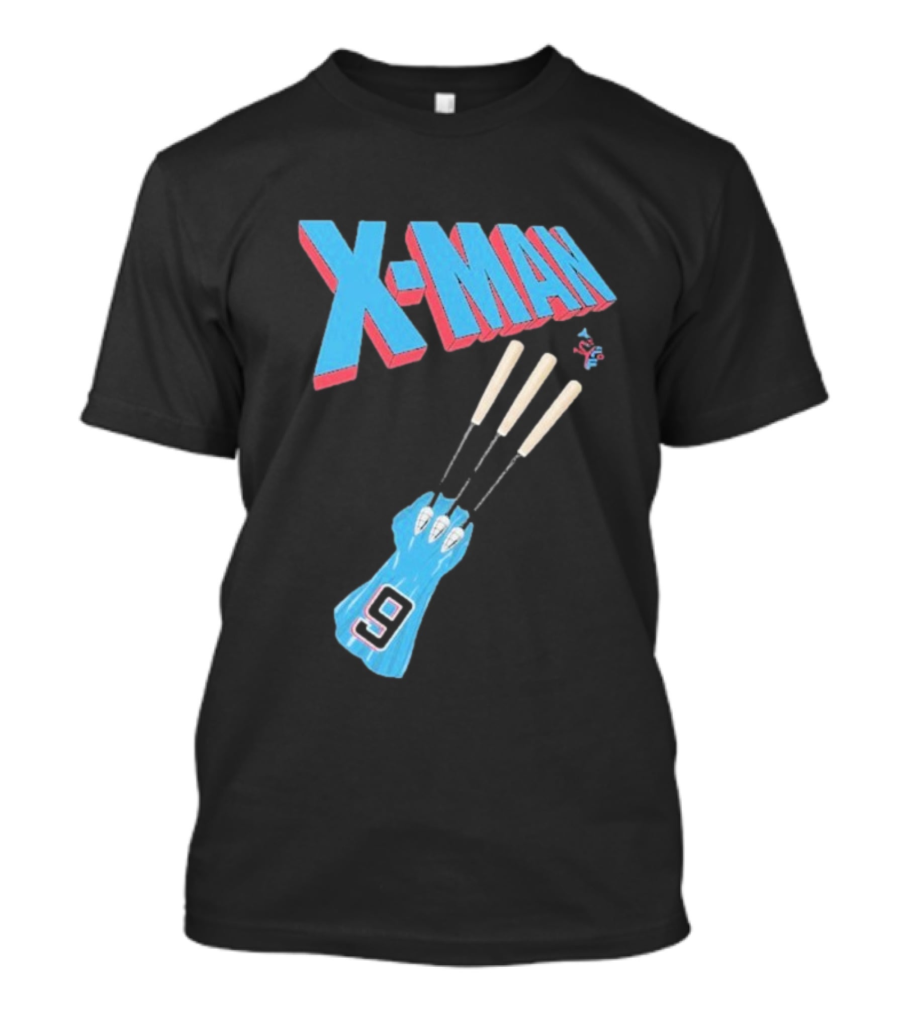 X-Man Miami Marlins Baseball Number 9 Batting Glove T-Shirt
