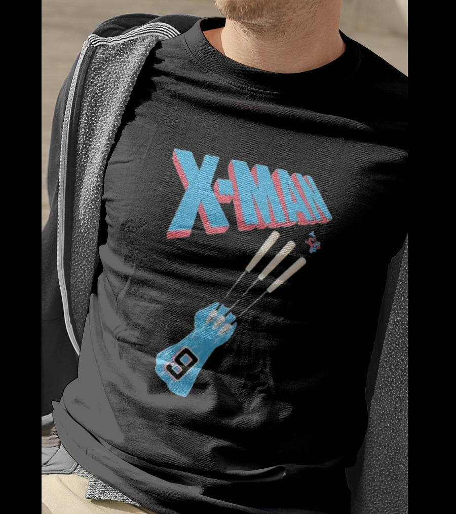 X-Man Miami Marlins Baseball Number 9 Batting Glove T-Shirt