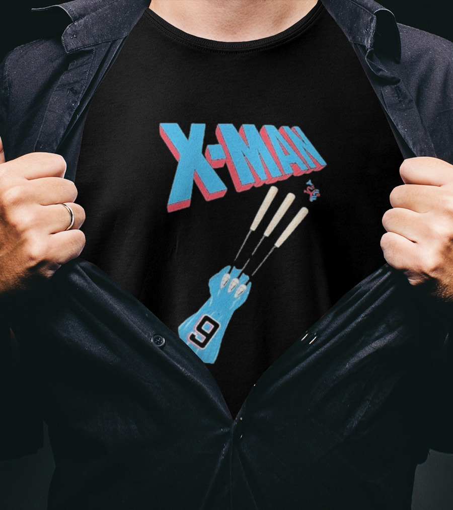 X-Man Miami Marlins Baseball Number 9 Batting Glove T-Shirt