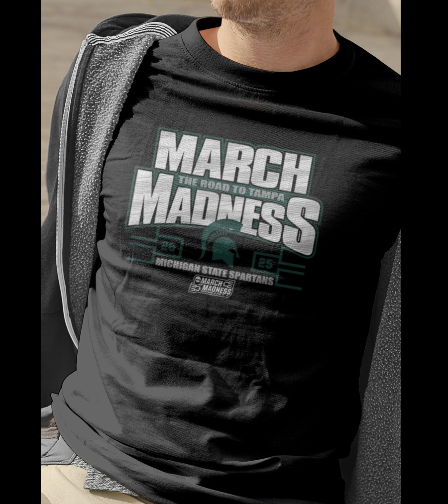 March Madness The Road To Tampa 2025 Michigan State Spartans NCAA Women's Basketball Tournament T-Shirt