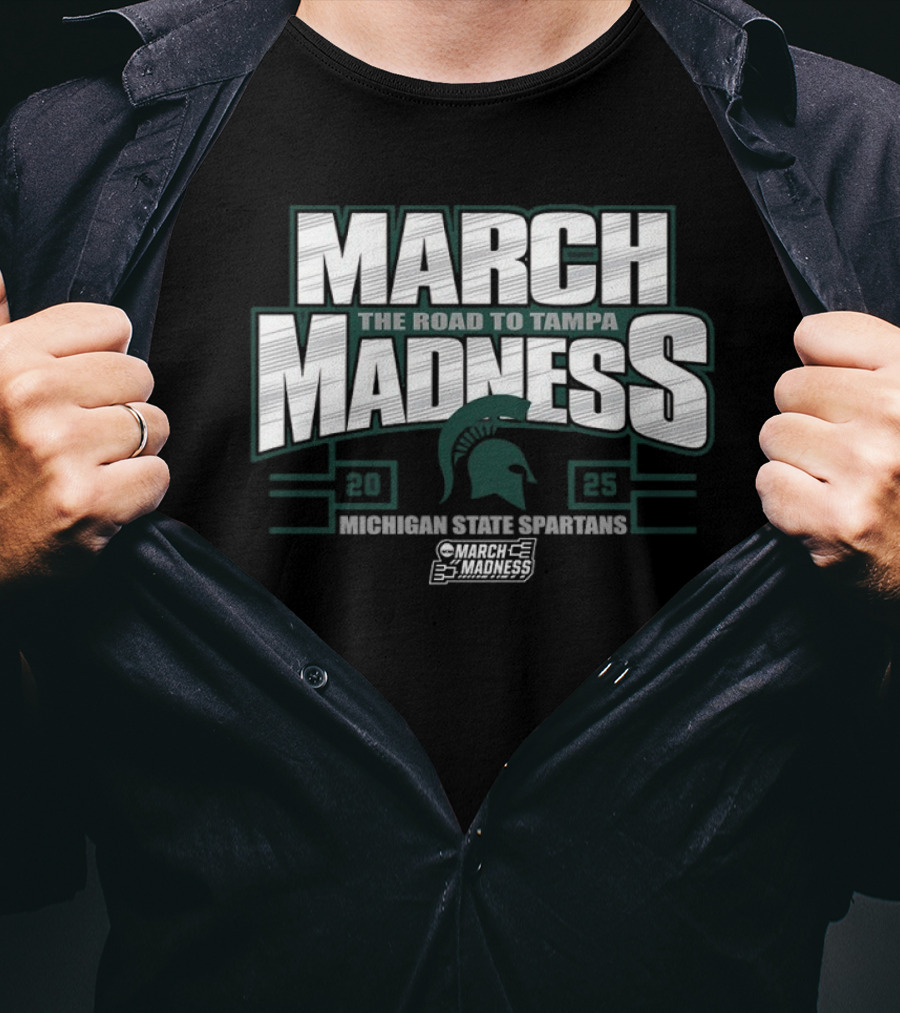 March Madness The Road To Tampa 2025 Michigan State Spartans NCAA Women's Basketball Tournament T-Shirt