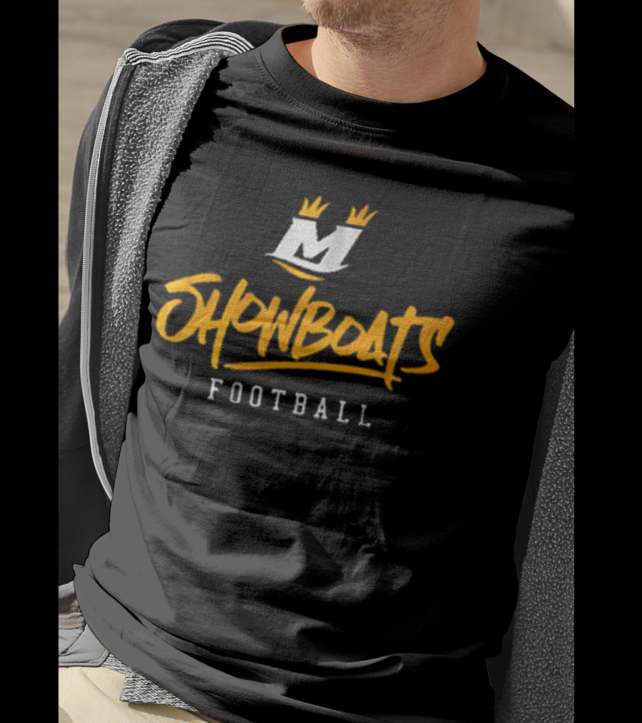 Showboats Football Memphis M Crown Stylized Text T-Shirt