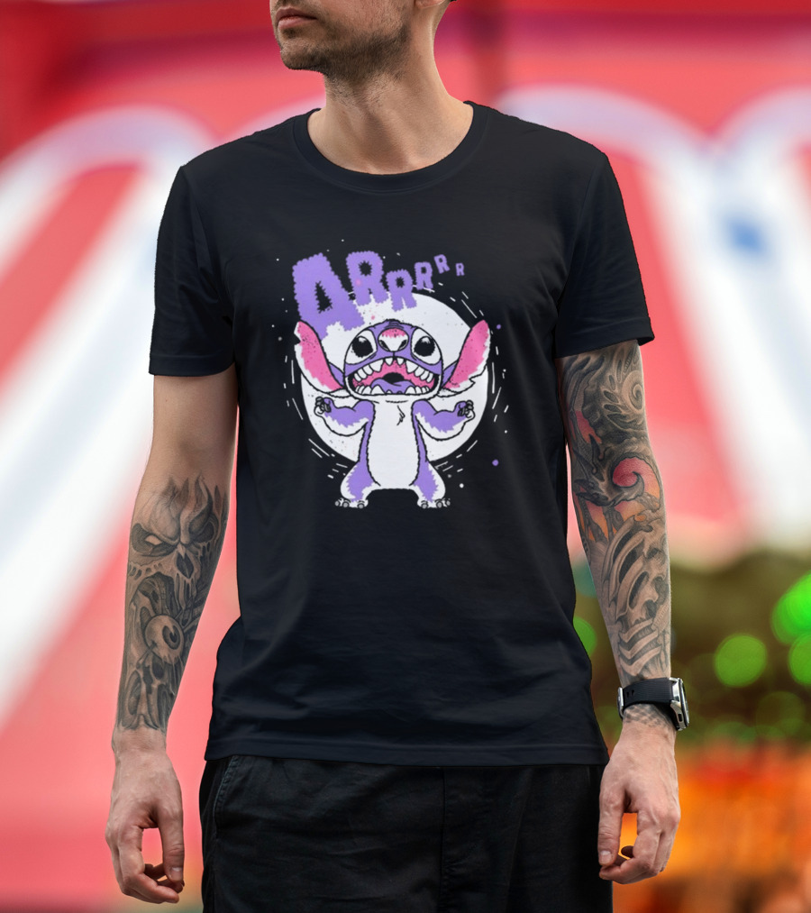 Midnight Stitch ARRp Purple Alien Character with Moon Background T-Shirt