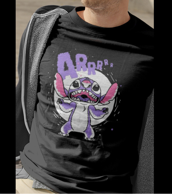 Midnight Stitch ARRp Purple Alien Character With Moon Background T-Shirt