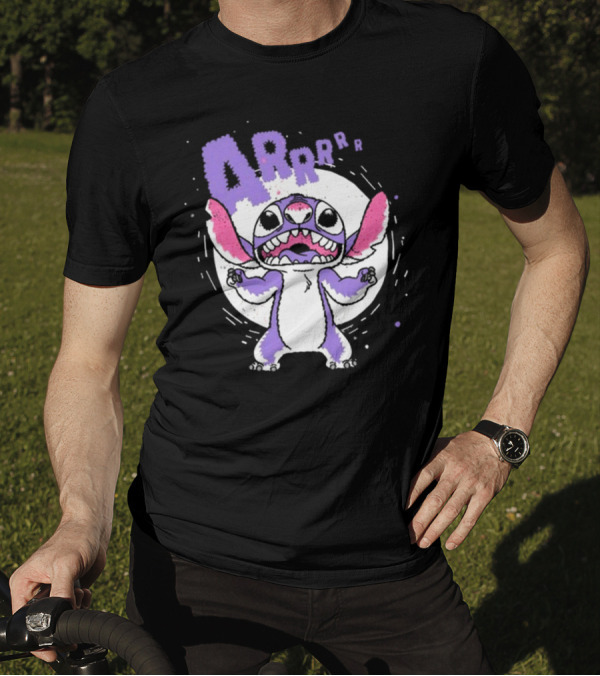 Midnight Stitch ARRp Purple Alien Character With Moon Background T-Shirt