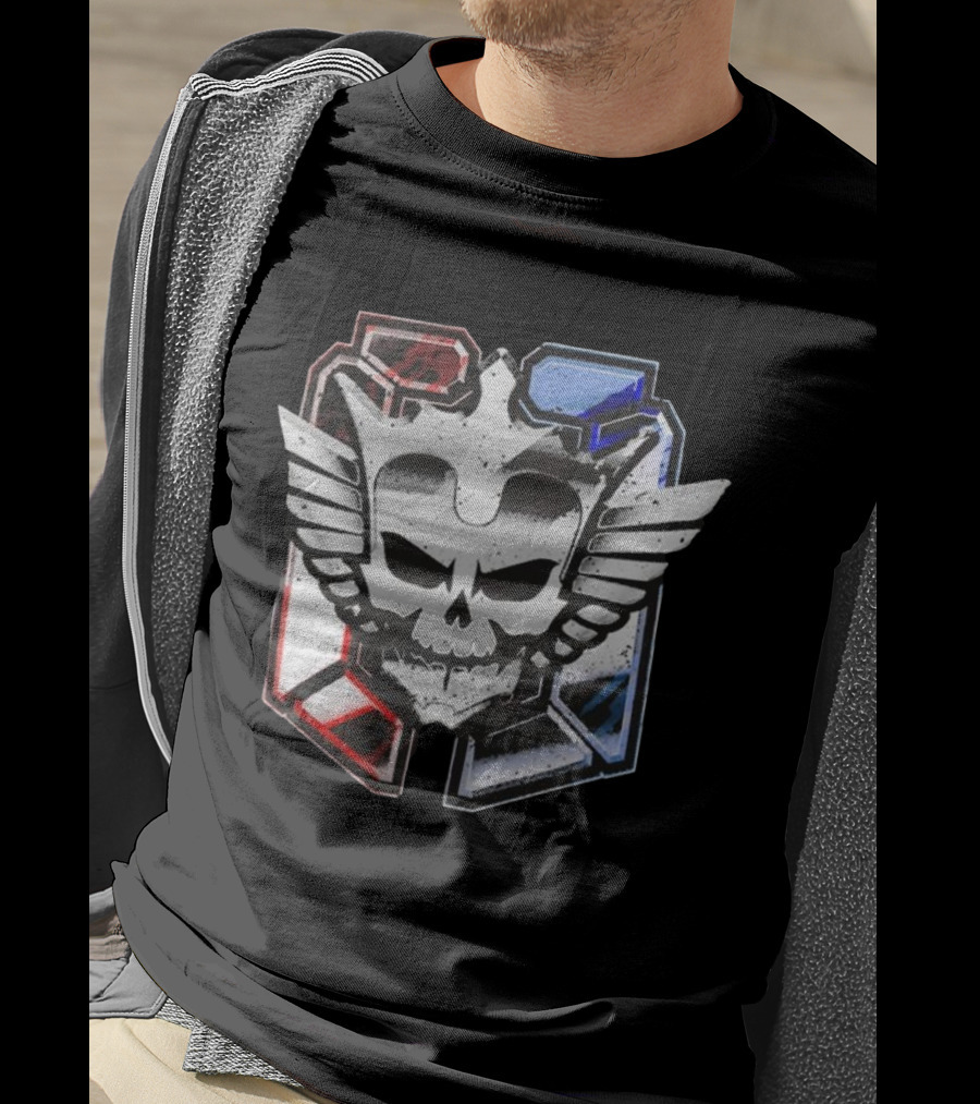 Cody Rhodes Captain Badge Black Skull Wings Red Blue White T-Shirt