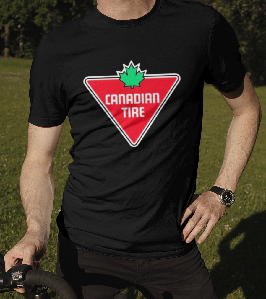 Mike Myers Canadian Tire Logo Red Triangle With Green Maple Leaf T-Shirt