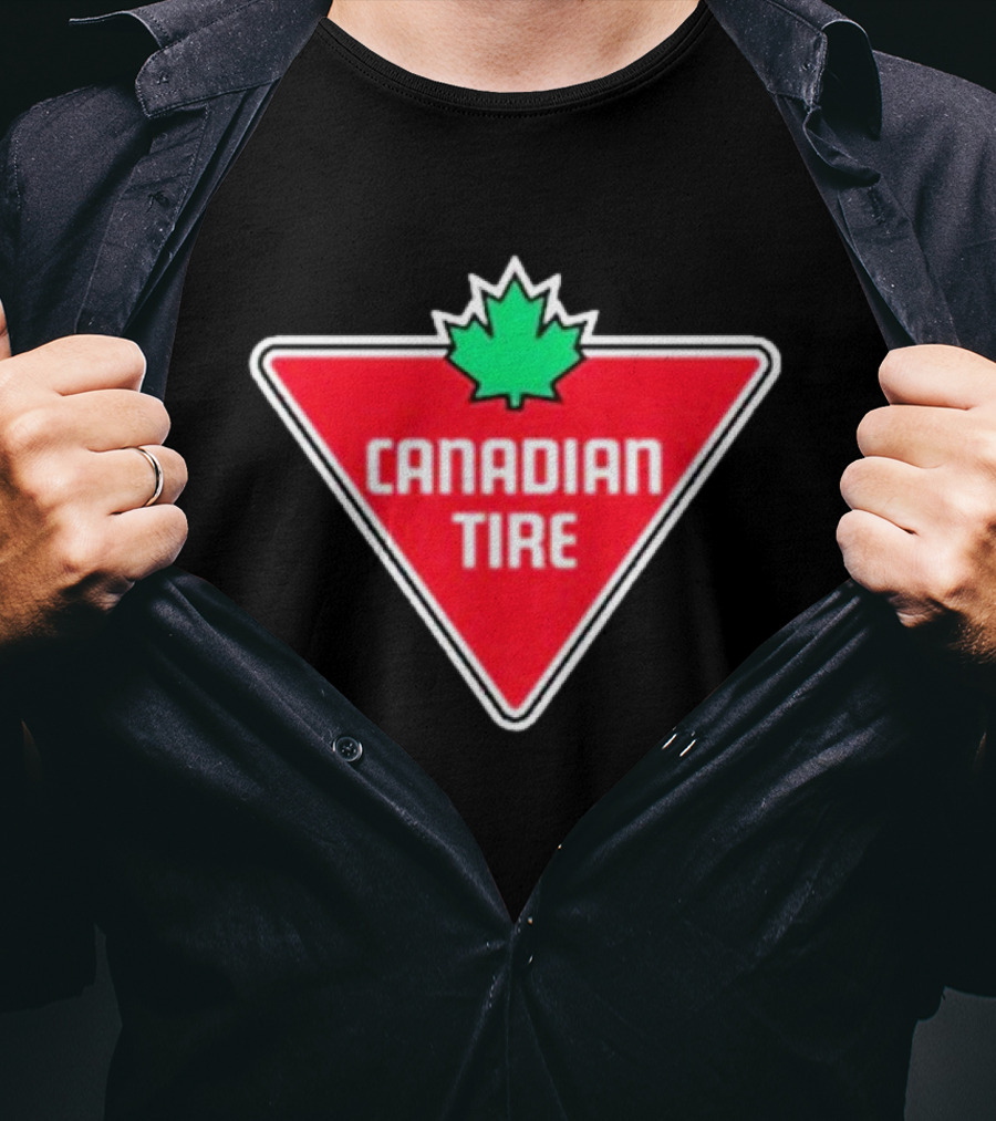 Mike Myers Canadian Tire Logo Red Triangle With Green Maple Leaf T-Shirt