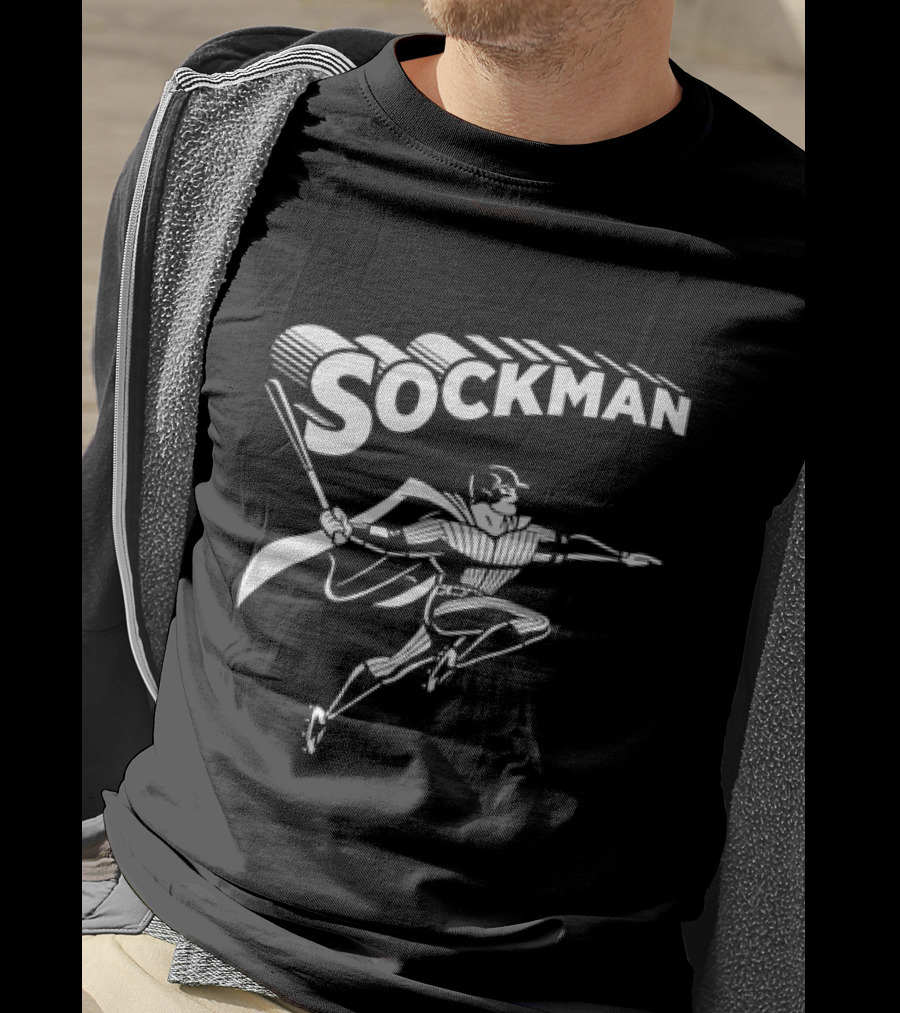 Mike Tauchman New York Yankees Baseball Sockman Dynamic Heroic Pose T-Shirt