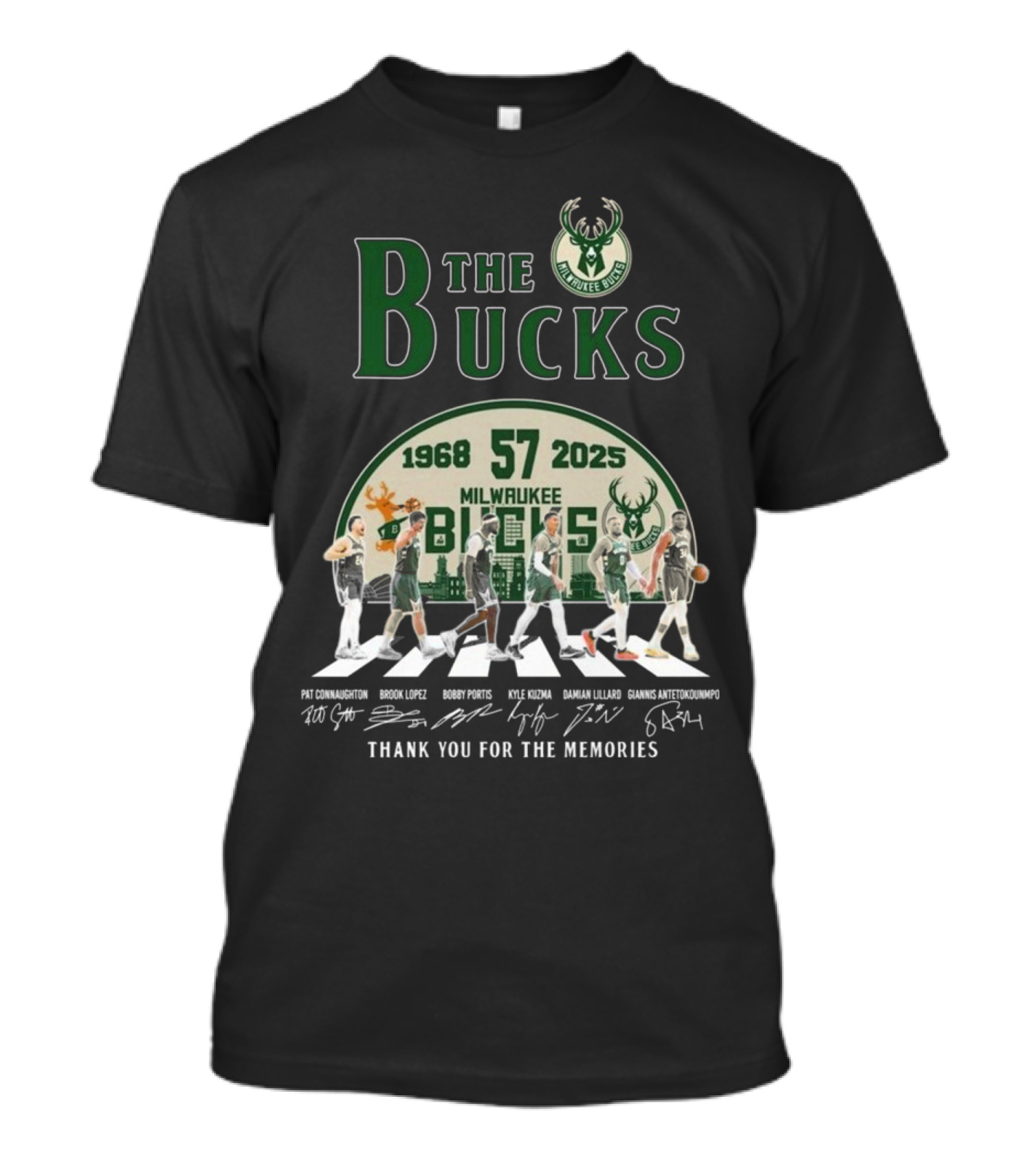 Milwaukee Bucks 57 Years 1968-2025 Thank You For The Memories T-Shirt