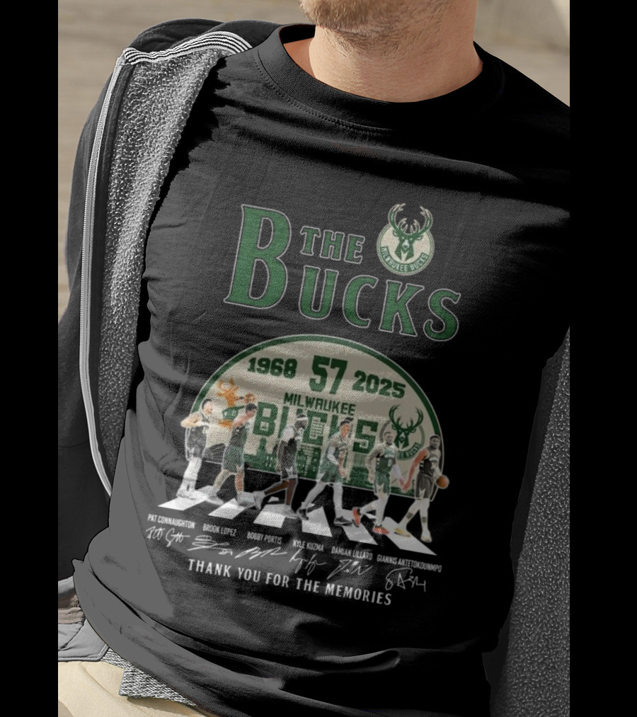 Milwaukee Bucks 57 Years 1968-2025 Thank You For The Memories T-Shirt