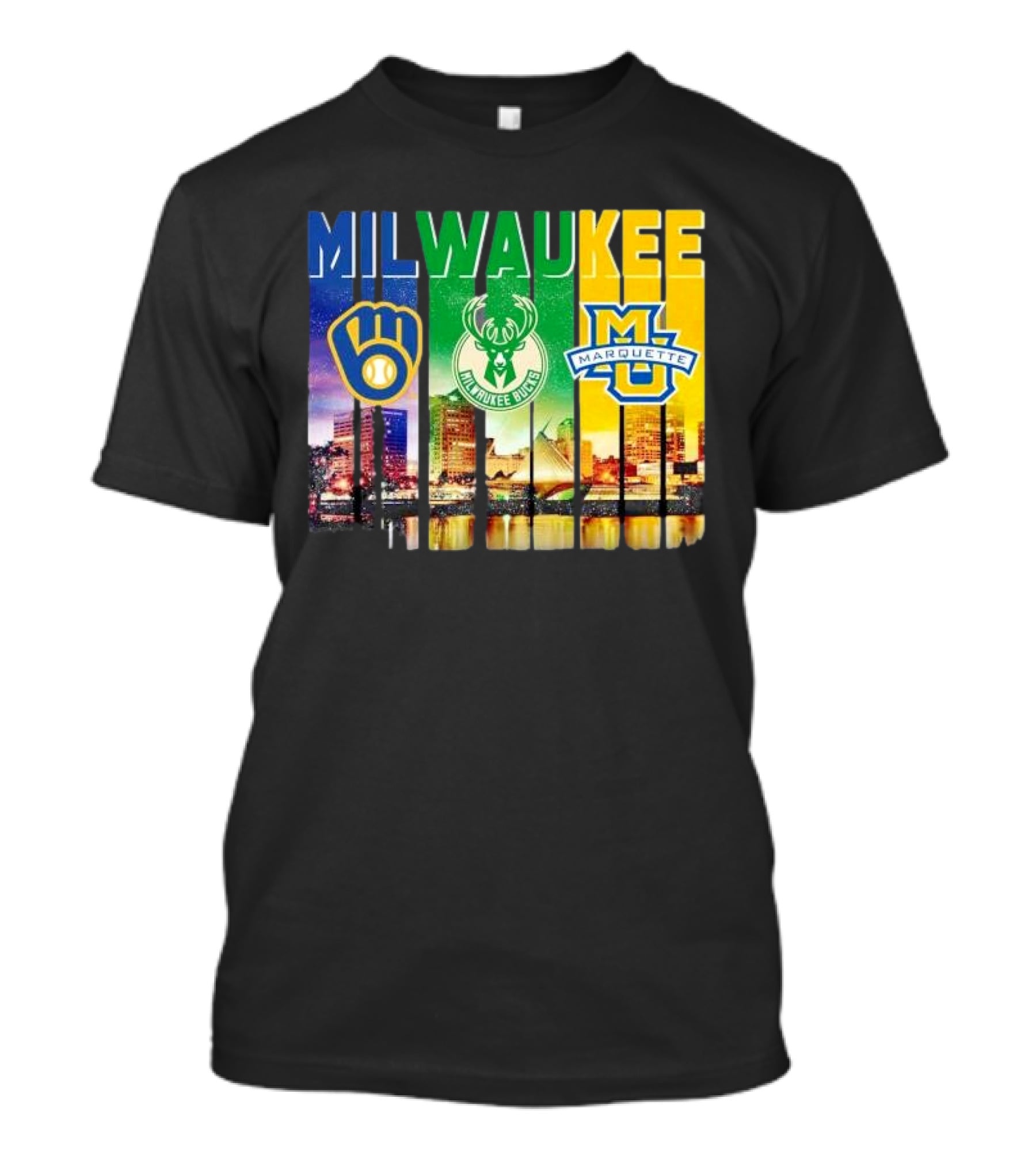 Milwaukee Brewers Bucks Marquette City Skyline Theme T-Shirt