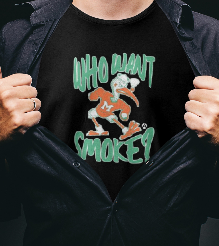 Miami Hurricanes Who Want Smoke Vintage Style Ibis Character T-Shirt
