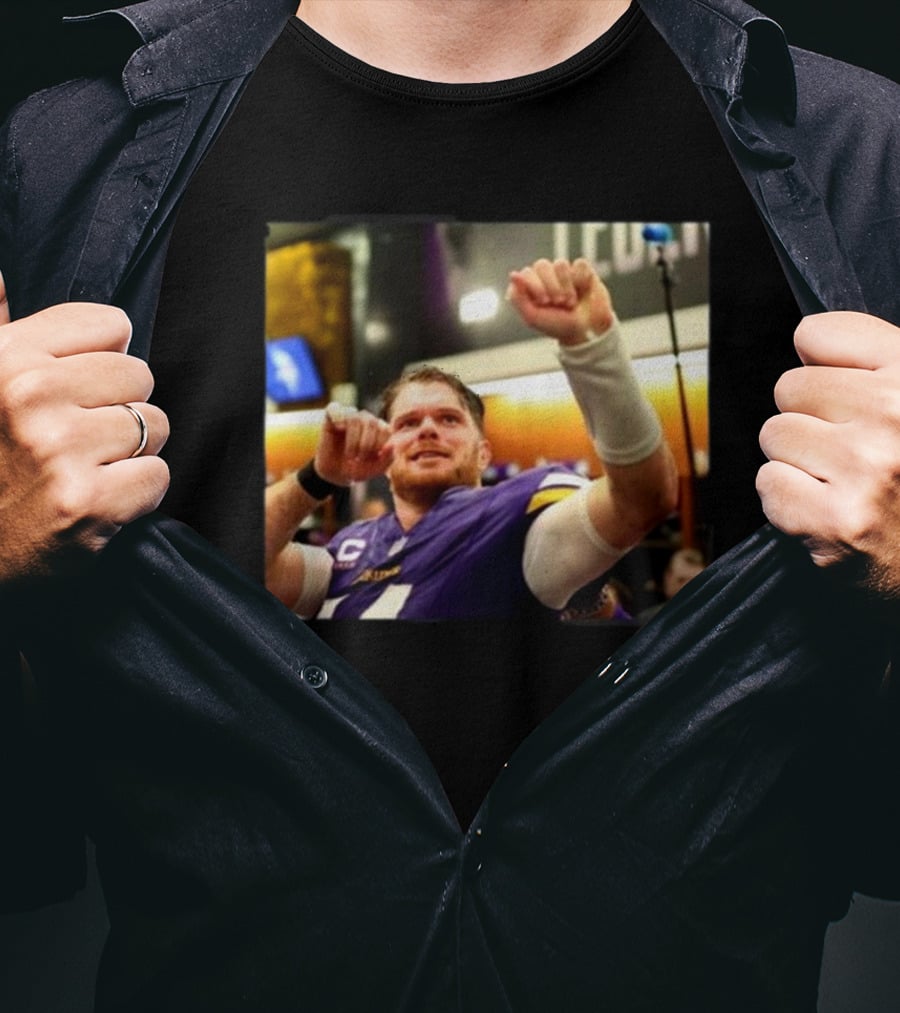 Minnesota Vikings Locker Room Celebration NFL Sam Darnold Insight T-Shirt