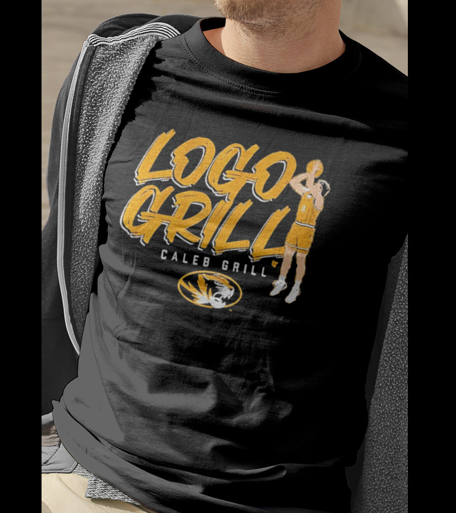 Logo Grill Caleb Grill Missouri Basketball Player Shooting Tiger Emblem T-Shirt