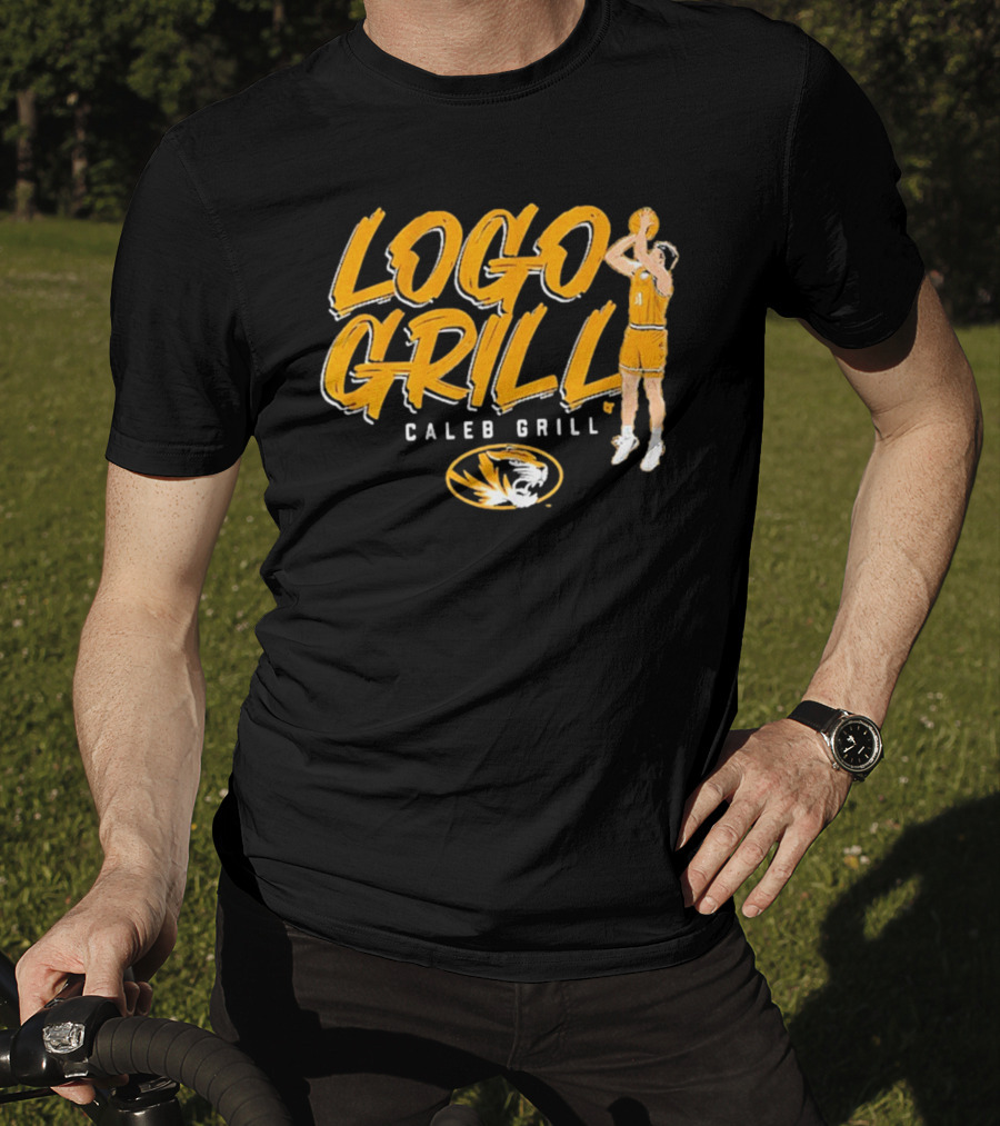 Logo Grill Caleb Grill Missouri Basketball Player Shooting Tiger Emblem T-Shirt