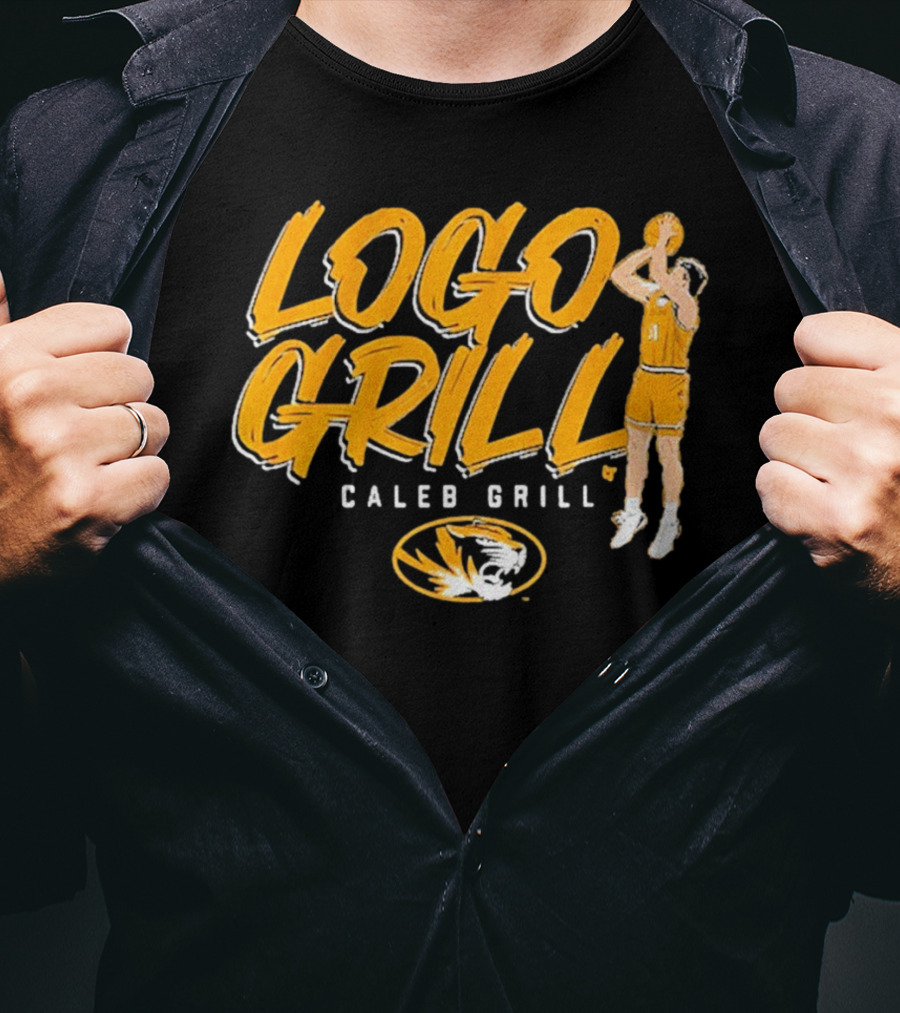 Logo Grill Caleb Grill Missouri Basketball Player Shooting Tiger Emblem T-Shirt