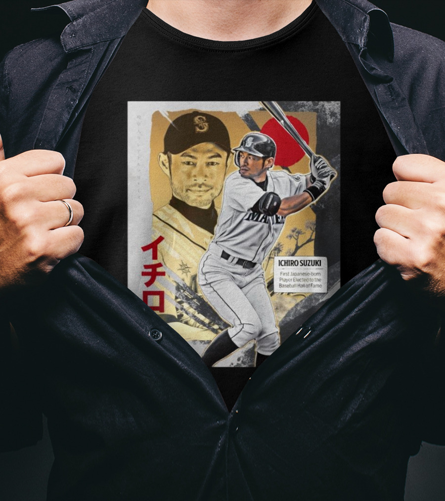 Ichiro Suzuki Seattle Mariners First Japanese-Born Player Elected To Baseball Hall Of Fame Red Sun T-Shirt